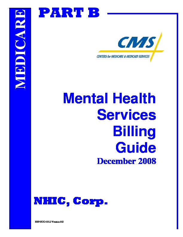 [PDF] Mental Health Services Billing Guide MEDICARE PART B