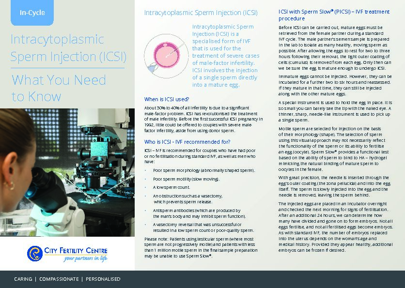 [PDF] Intracytoplasmic Sperm Injection (ICSI) - City Fertility