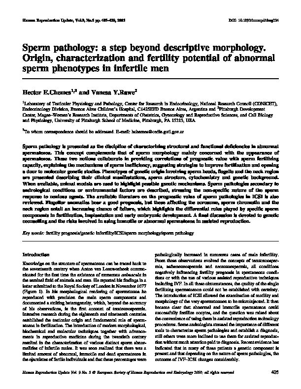 [PDF] Sperm pathology: a step beyond descriptive morphology Origin