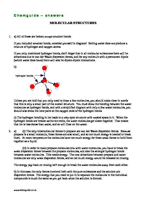 [PDF] answers MOLECULAR STRUCTURES - Chemguide