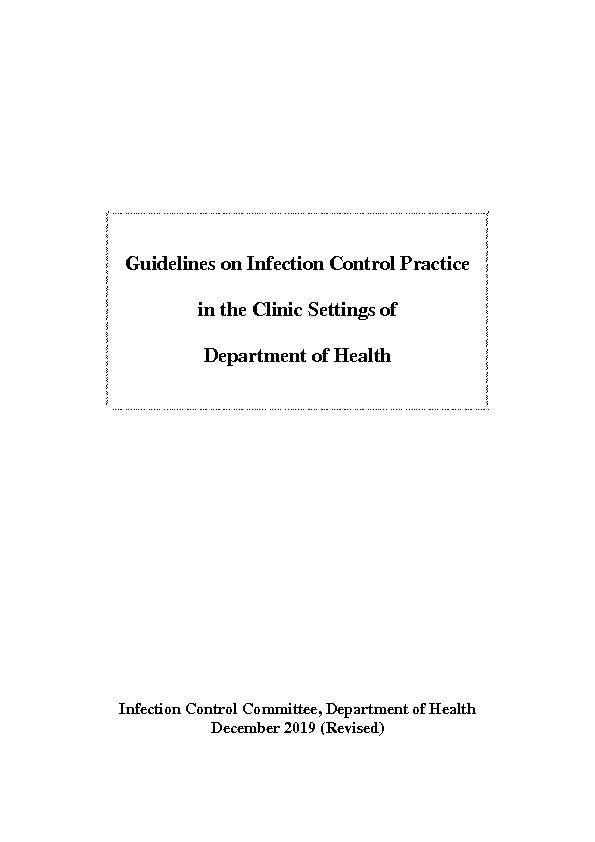 [PDF] Guidelines on Infection Control Practice in the Clinic Settings of