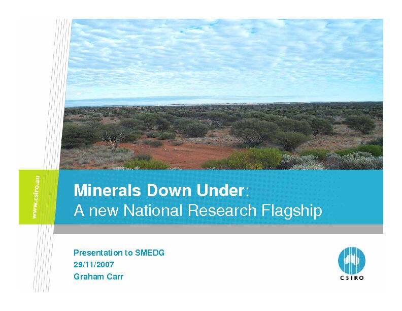 [PDF] Minerals Down Under: - A new National Research Flagship - SMEDG
