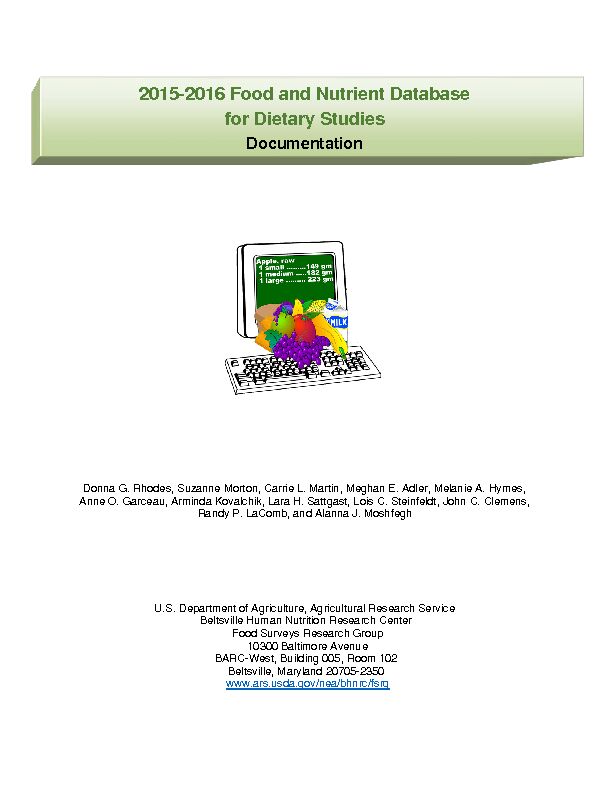 [PDF] 2015-2016 Food and Nutrient Database for Dietary Studies