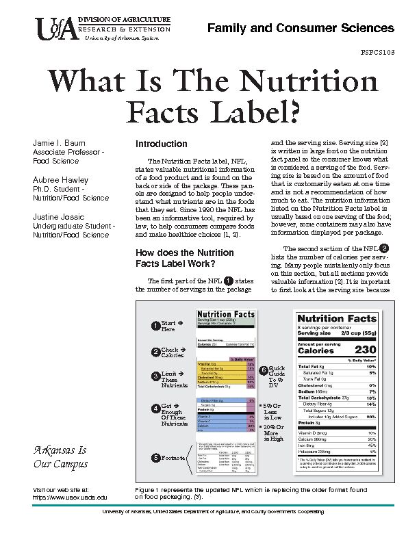 [PDF] What is the nutrition facts label fsfcs103 - UAEX