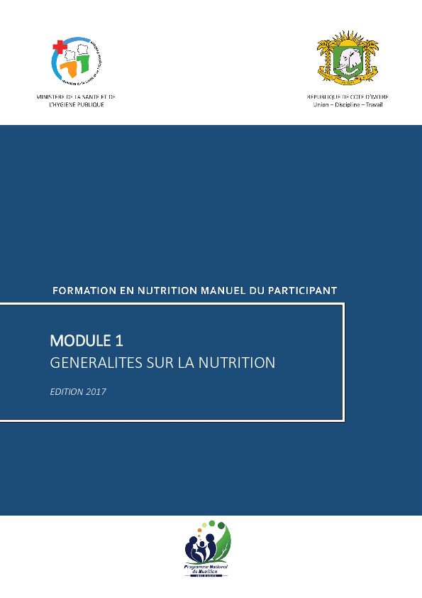 [PDF] MODULE 1 GENERALITES SUR LA NUTRITION - FANTA Project