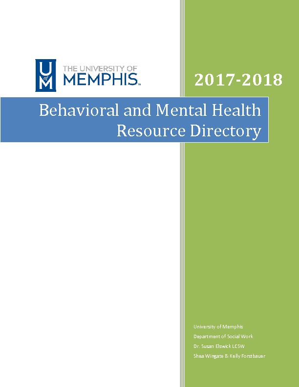 [PDF] Behavioral and Mental Health Resource Directory