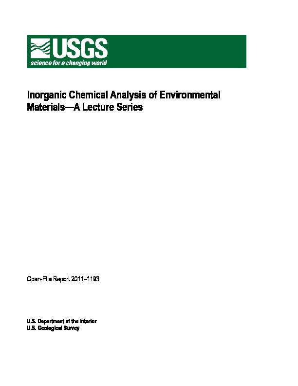 [PDF] Inorganic Chemical Analysis of Environmental Materials—A Lecture