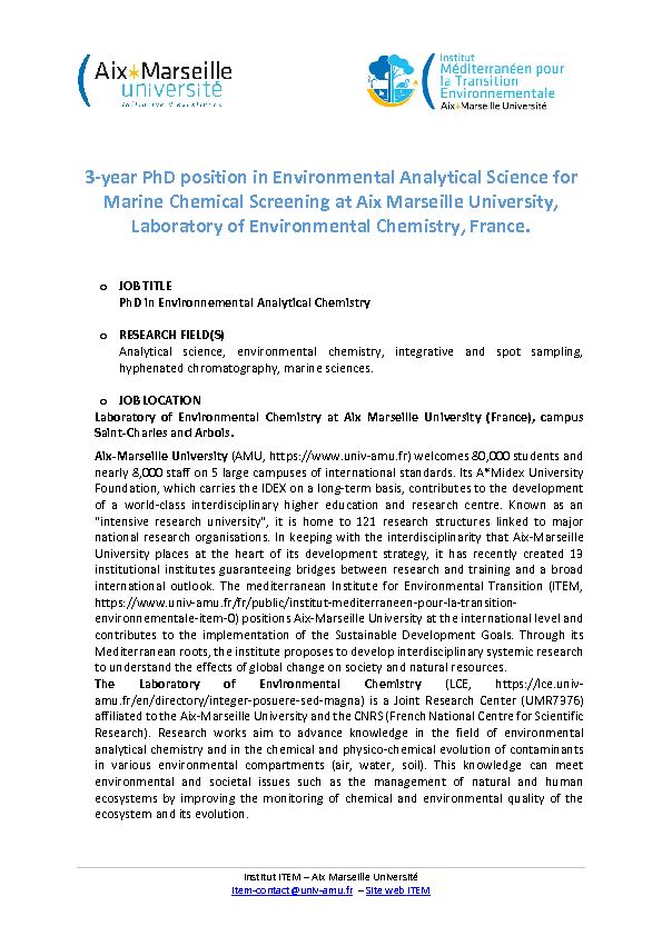 [PDF] 3-year PhD position in Environmental Analytical Science for Marine