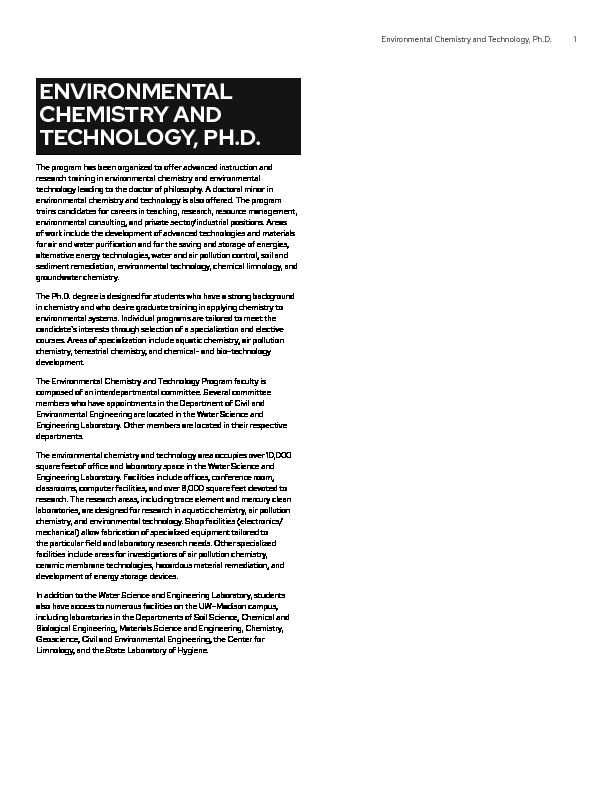 [PDF] Environmental Chemistry and Technology, PhD - Guide