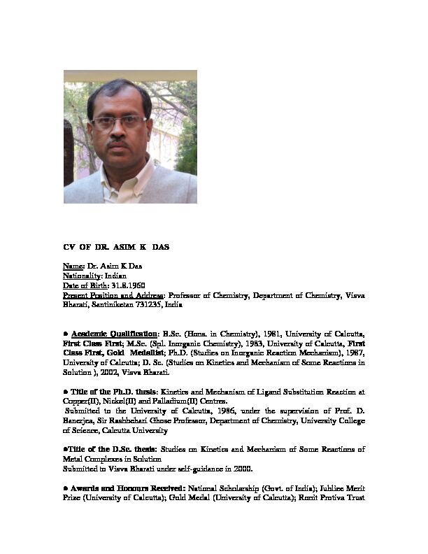 [PDF] Dr Asim K Das - Visva Bharati