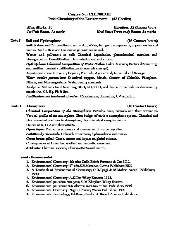 [PDF] Course No: CH17001GE - Chemistry, University of Kashmir