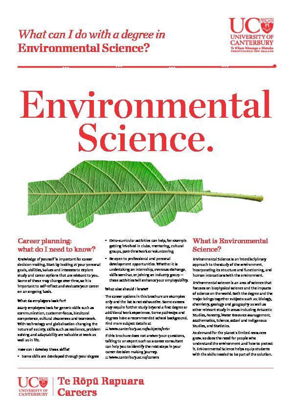 [PDF] What can I do with a degree in Environmental Science?