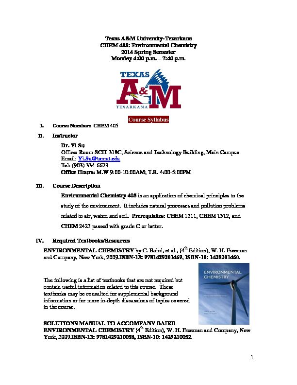 [PDF] ENVIRONMENTAL CHEMISTRY - Texas A&M University-Texarkana
