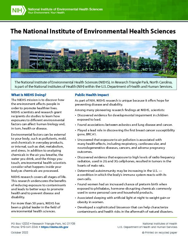 National Institute of Environmental Health Sciences Overview