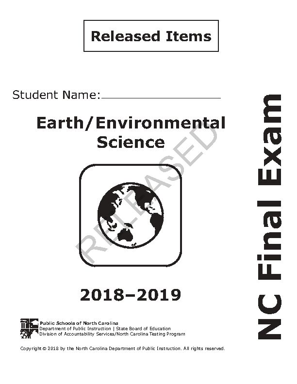 Earth/Environmental Science RELEASED
