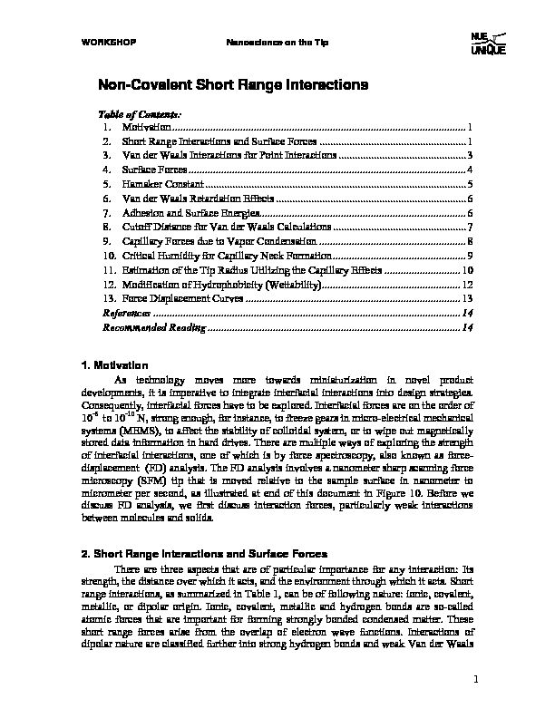 [PDF] Non-Covalent Short Range Interactions