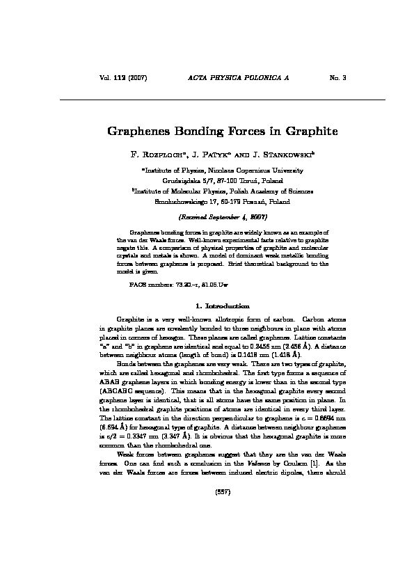 [PDF] Graphenes Bonding Forces in Graphite