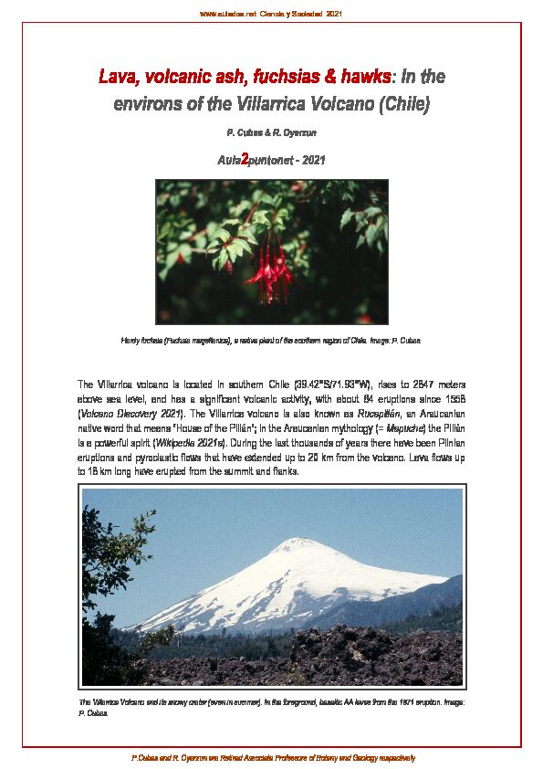 [PDF] Lava, volcanic ash, fuchsias & hawks: In the environs of the Villarrica