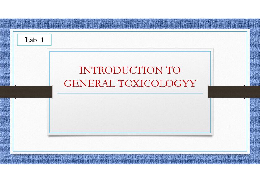 [PDF] INTRODUCTION TO GENERAL TOXICOLOGYY