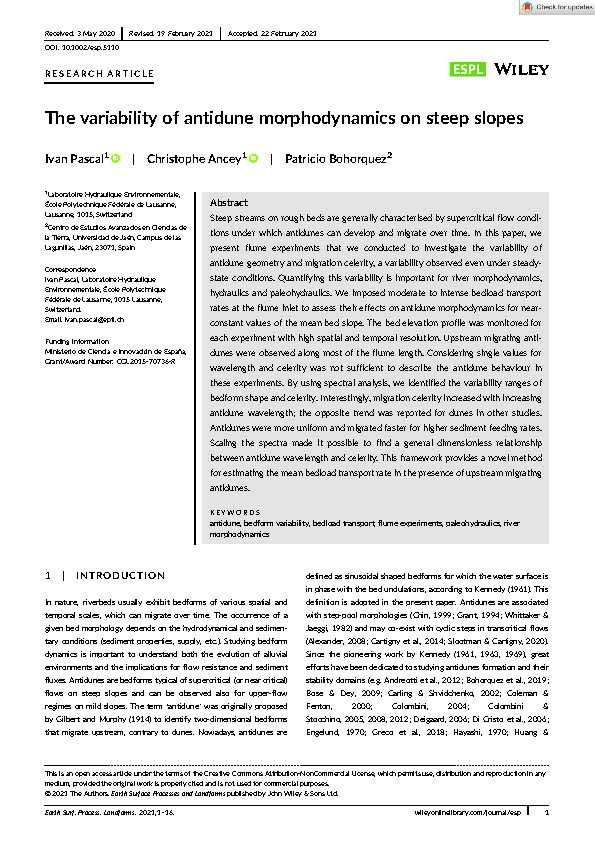 [PDF] The variability of antidune morphodynamics on steep slopes