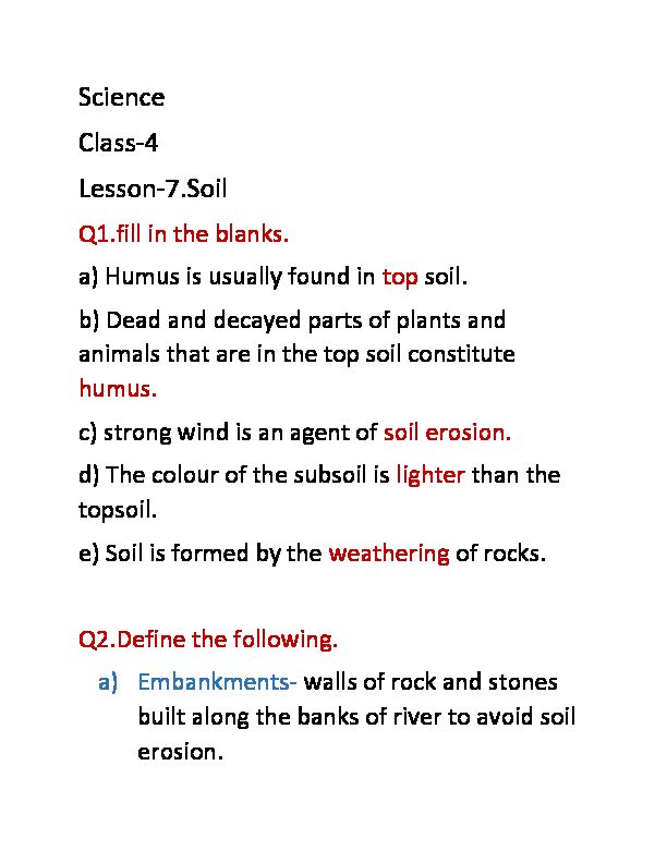 Science Class-4 Lesson-7.Soil