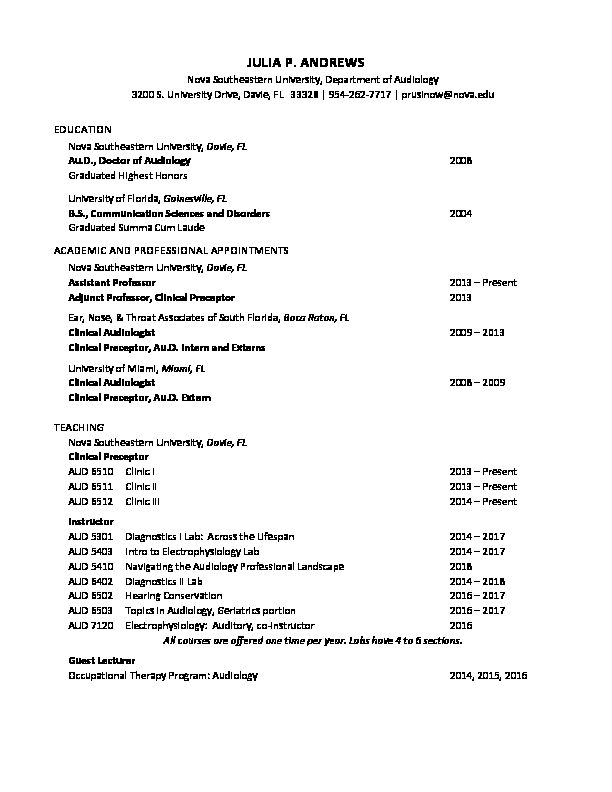 [PDF] Curriculum vitae - Nova Southeastern University