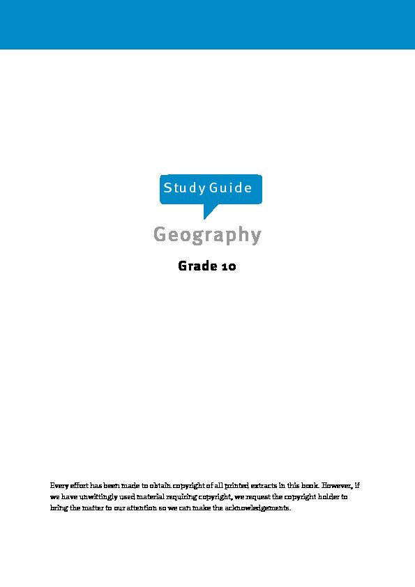 Geography - Grade 10
