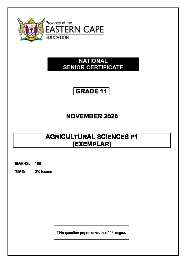 [PDF] GRADE 11 NOVEMBER 2020 AGRICULTURAL SCIENCES P1