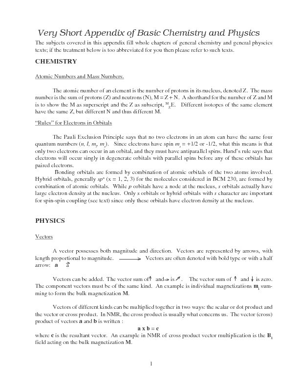 [PDF] Very Short Appendix of Basic Chemistry and Physics