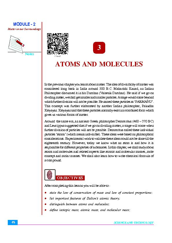[PDF] 3 ATOMS AND MOLECULES - NIOS