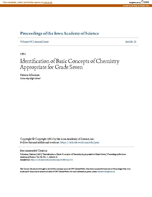 [PDF] Identification of Basic Concepts of Chemistry Appropriate for Grade