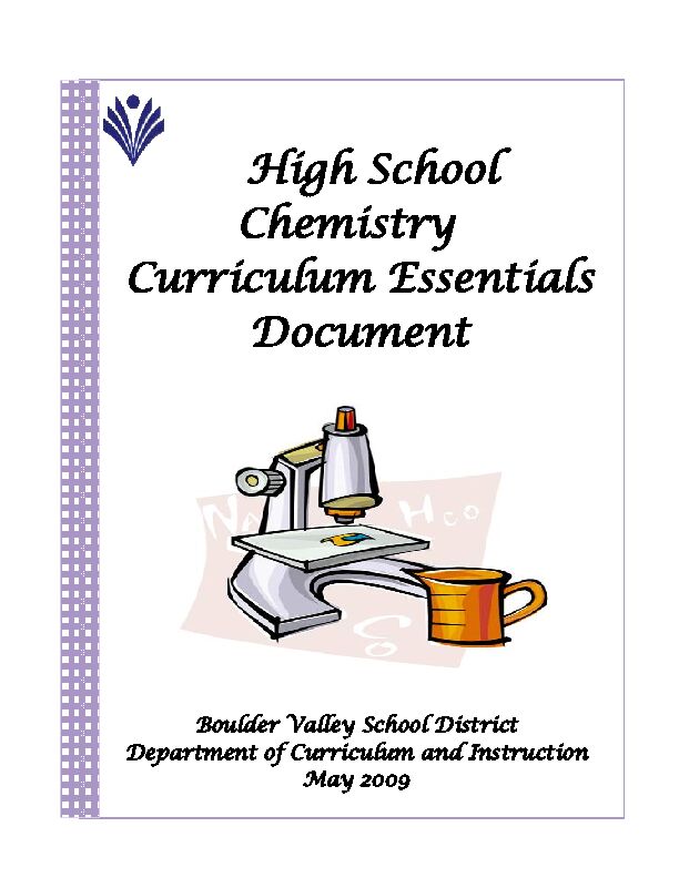 [PDF] High School Chemistry Curriculum Essentials Document