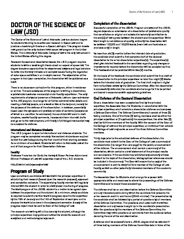 [PDF] Doctor of the Science of Law (JSD) - University of Nebraska-Lincoln
