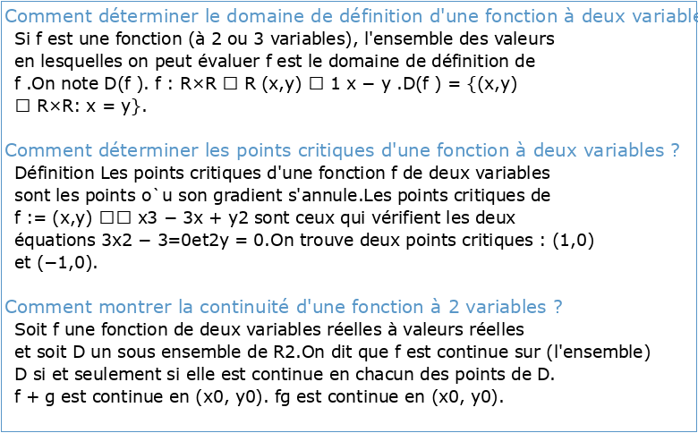 Domaine de définition d'une fonction a deux variables exercices corrigés