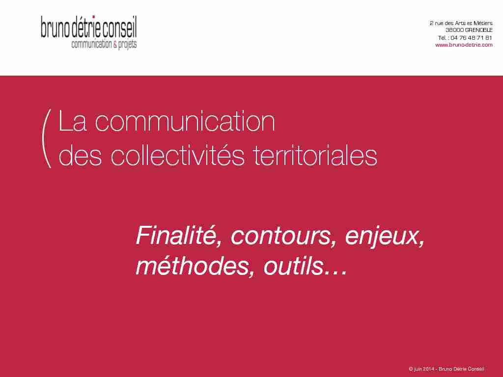 [PDF] Communication des collectivités territoriales - Bruno Détrie Conseil