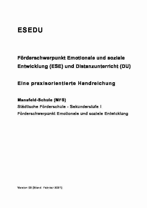 Förderschwerpunkt Emotionale und soziale Entwicklung (ESE) und