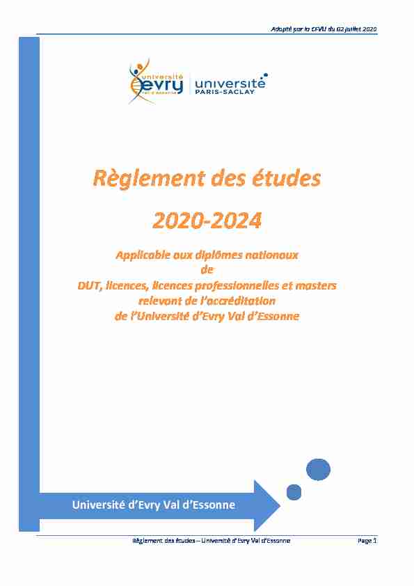 Règlement des études 2020-2024