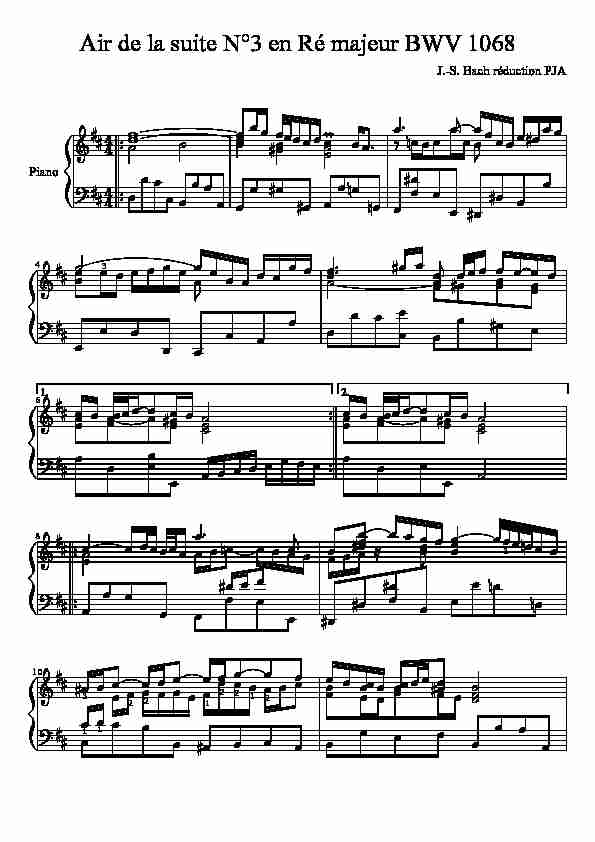 Bach Aria Suite N°3 en Re majeur BWV 1068 piano