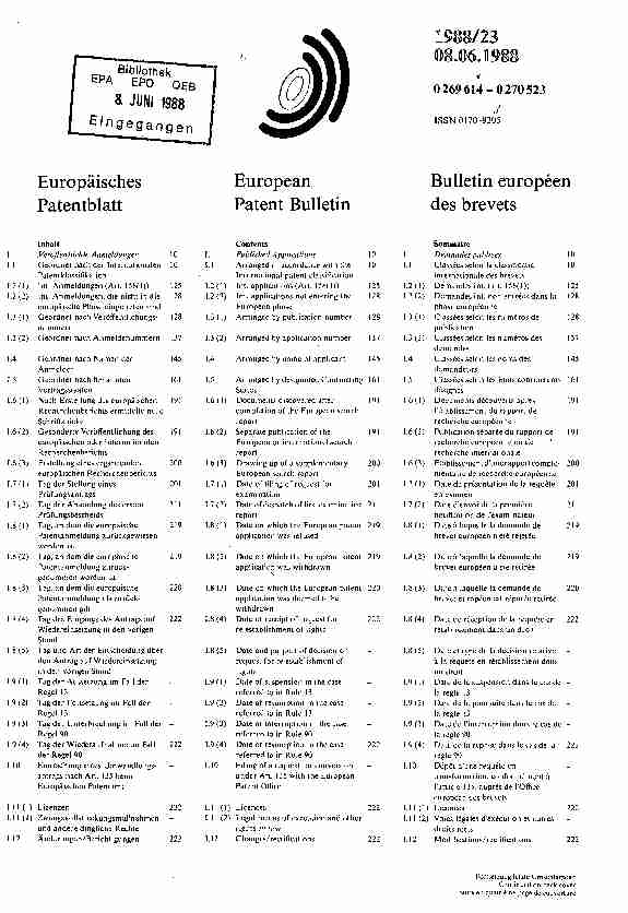 [PDF] European Patent Bulletin 1988/23 - European Patent Office