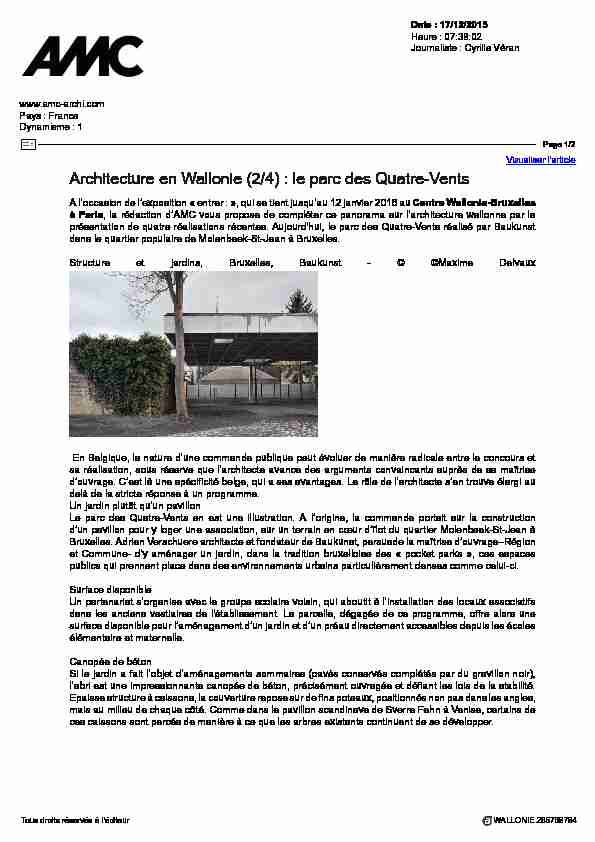 Architecture en Wallonie (2/4) : le parc des Quatre-Vents