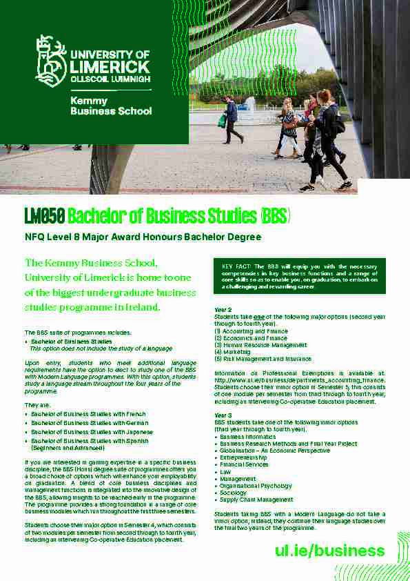 LM050Bachelor of Business Studies (BBS)