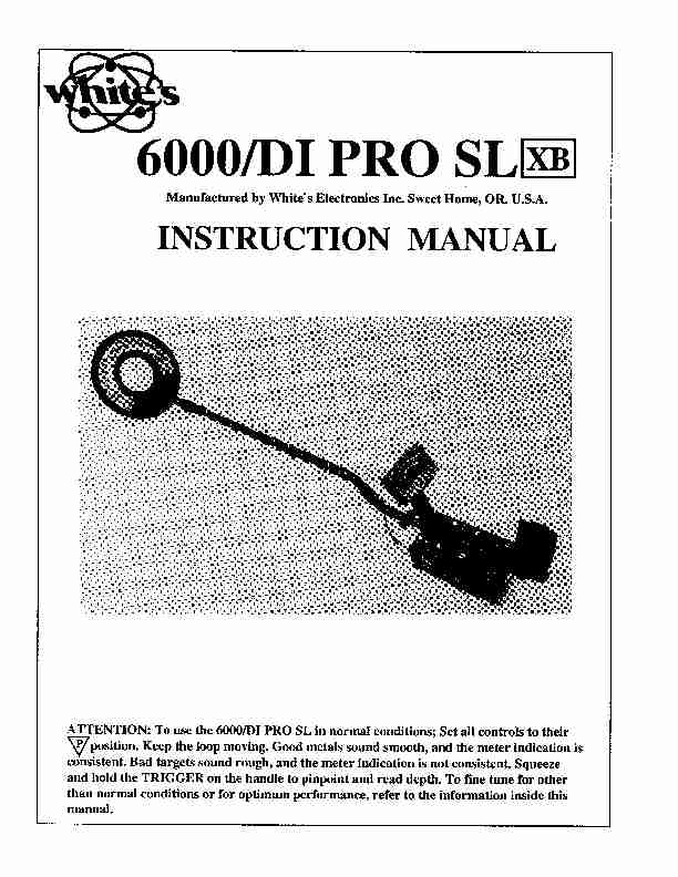 [PDF] Whites Coinmaster 6000/DI PRO SL XB manual (English)
