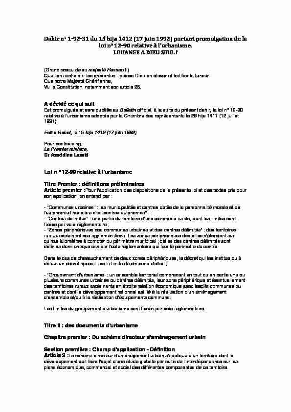 [PDF] Loi 12-90 Urbanisme - eRegulations Rabat