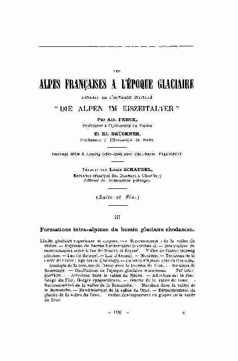 [PDF] ALPES FRANÇAISES A LÉPOftl GLACIAIRE - Géologie Alpine