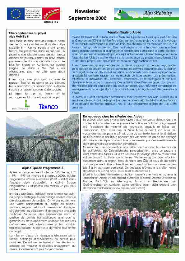 [PDF] Newsletter Septembre 2006 - Alps Mobility