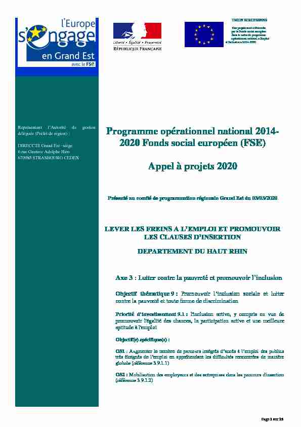 [PDF] Programme opérationnel national 2014- 2020  - Direccte Grand-Est