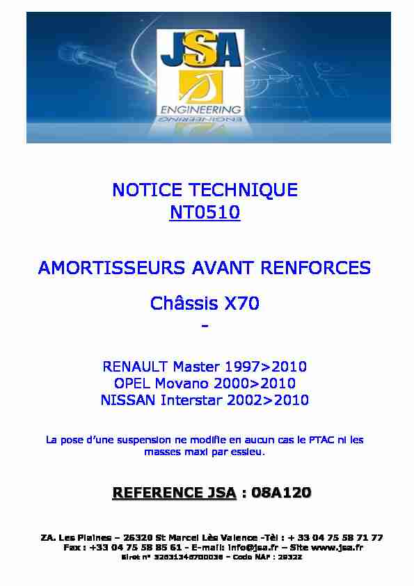 [PDF] NOTICE TECHNIQUE NT0510 AMORTISSEURS AVANT  - JSA
