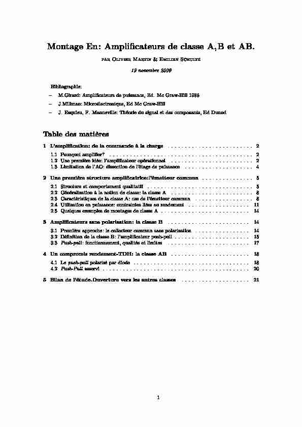 [PDF] Montage En: Amplificateurs de classe A,B et AB
