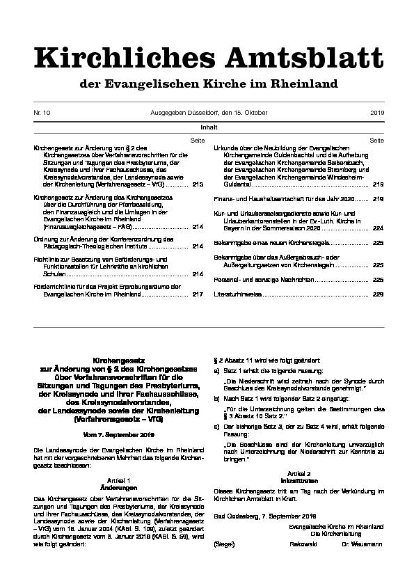 [PDF] Kirchliches Amtsblatt Kirchliches Amtsblatt - EKiR-Kirchenrecht online
