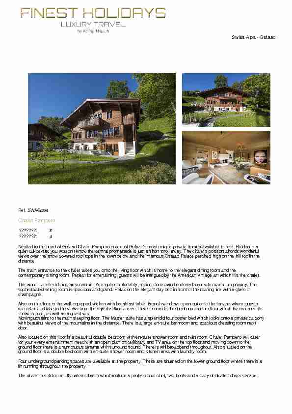 [PDF] Swiss Alps - Gstaad Chalet Pampero - Finest Holidays
